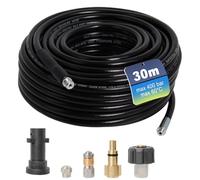 Gekufa Manguera Hidrolimpiadora 30m, 400 bar inkl. Manguera Desatascador Tuberias Compatible con Kärcher, Lavor, Bosch, Adecuado para Limpiar Bajantes