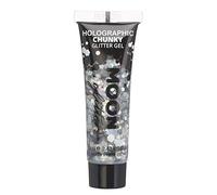 Gel Brillante grueso Holográfico para la Cara y el Cuerpo por Moon Glitter - 12ml - Plateado - Pintura Facial Brillante