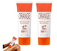 Gel bronceador de naranja FPS 30, acelerador del bronceado de rápida absorción para un bronceado más intenso y rápido, fórmula hidratante de bálsamo a aceite, resistente al agua (2Piezas)