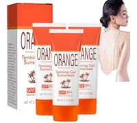 Gel bronceador de naranja, protector solar en gel bronceador de naranja FPS 30, fórmula hidratante de bálsamo a aceite, protección solar suave para todo tipo de piel (3 piezas)