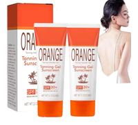 Gel bronceador de naranja, protector solar en gel bronceador de naranja FPS 30, fórmula hidratante de bálsamo a aceite, protección solar suave para todo tipo de piel (2 piezas)