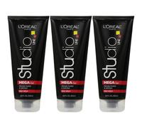 Gel capilar Mega Hair Gel Studio Line de L'Or al Paris, 180 ml (paquete de 3)