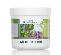 Gel con Consuelda refrescante Gel del Cuidado del cuerpo, para refrescante Cuidado y Masaje, contiene uno Extracto de Consuelda así como Mentol y Alcanfor "Kräuterhof" 250ml Caja con Papel de aluminio precintado