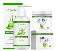 Gel de Aloe Vera 100% Puro 100 ml + Ungüento de Musgo Plus 100 g, Gel de Aloe Vera Orgánico para Rostro, Cabello y Cuerpo, Ungüento de Musgo para Rostro y Arrugas (Ganador de la Prueba), Hidratante Ca