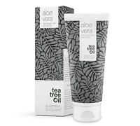 Gel de Aloe Vera 200 ml | Para después de la loción solar | Aloe Vera natural y aceite de árbol de té |Enfriante e hidratante para picazón, piel irritada, quemaduras solares y arañazos | 100% Vegano