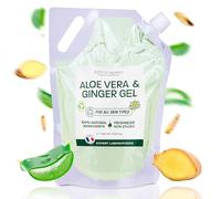 Gel de Aloe Vera & Jengibre - Hidratante y Reafirmante Natural - Con Aloe Fresco Ecológico de España - Uso Facial, Corporal y Capilar - Post-Solar, Piernas Cansadas, After Shave 500 ml