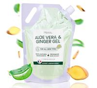 Gel de Aloe Vera & Jengibre - Hidratante y Reafirmante Natural - Con Aloe Fresco Ecológico de España - Uso Facial, Corporal y Capilar - Post-Solar, Piernas Cansadas, After Shave (2000 ml)