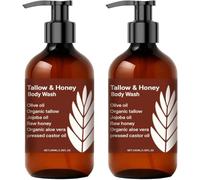 Gel de baño de sebo y miel, gel de baño hidratante natural con aloe orgánico, hidratante, nutritivo y de limpieza suave, tono de piel uniforme, para todo tipo de piel
