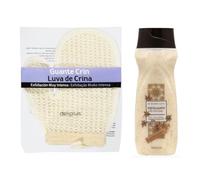 Gel de baño exfoliante 500 ml. Té Chai piel normal y Guante de Crin. (1 Paquete de 2 Unidades).Deliplus