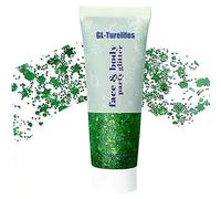 Gel de brillo del cuerpo de la cara para niños y mujeres, sirena cara brillo para usar, Squins grueso brillante para el cabello y las uñas, Festival Accesorios de concierto (#09 Verde)
