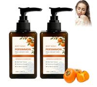 Gel de ducha con extracto de caqui para eliminar el olor corporal de personas mayores, fórmula suave e hidratante para piel seca madura, control diario de malos olores en todo el cuerpo (2 PCS)