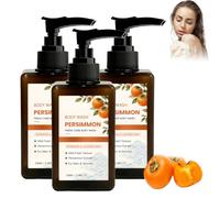 Gel de ducha con extracto de caqui para eliminar el olor corporal de personas mayores, fórmula suave e hidratante para piel seca madura, control diario de malos olores en todo el cuerpo (3 PCS)