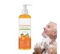 Gel de Ducha de Caqui, 120ml Jabón Corporal Hidratante de Caqui y Té Verde, Gel de Baño Natural de Limpieza Profunda para Ancianos, Potente Eliminador Purificante, para Eliminar el Olor Corporal