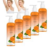 Gel de ducha desodorante con caqui, gel de ducha exfoliante natural, gel de ducha suave de limpieza, gel de ducha hidratante y duradero, gel de ducha regenerador y purificador Kaki (5 unidades)