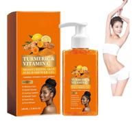 Gel de ducha exfoliante de cúrcuma, naranja y vitamina C; exfoliante corporal de cúrcuma; hidratación profunda para piel seca y áspera; formato ideal para viajes. (1 piezas)
