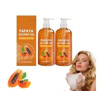 Gel de ducha exfoliante de papaya - gel de ducha iluminador para una piel suave y tersa, crema de baño hidratante y nutritiva, suave fragancia afrutada refrescante para todo tipo de piel (2 botellas)