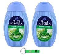 Gel de ducha Felce Azzurra, 2 unidades, menta y lima/fragancia inconfundible Doccia Gel 250 ml + llavero Beni Culinari gratuito