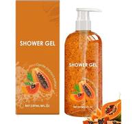 Gel de Ducha Hidratante con Control de Grasa de Papaya, Gel de Ducha Blanqueador, Suavizante y Exfoliante. Multiacción para Rostro y Cuerpo. con Fragancia de Larga Duración p