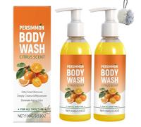 Gel de Ducha Persimmon con Desodorante Natural para el Control del Mal Olor, Gel de Ducha de Limpieza Profunda para Olor Fuerte en el Cuerpo, Pies y Axilas, Todo Tipo de Piel, Hidratante (2Piezas)