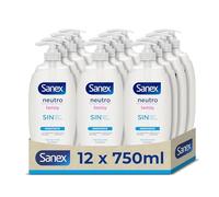 Gel de Ducha Sanex Neutro Family pack 12 x 750 ml | Con ingredientes esenciales | 0% sulfatos*, 0% jabón y 0% colorantes | Gel de ducha para todo tipo de piel | Hidratación duradera