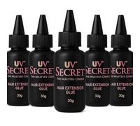 Gel de extensión UV Secret Hair Glue, 180 mg, 5 unidades, compatible con V-light 180 mg, fácil y eficaz, para aplicaciones profesionales (transparente, 180 mg)