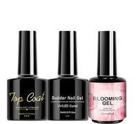 Gel de floración de uñas, esmalte de uñas de gel,3x Gel de revestimiento de la cubierta de la capa base de acabado de brillo | Accesorio de manicura de efecto de extensión del salón de inicio para cit