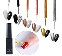 Gel de lápiz delineador Esmalte de uñas en gel para uñas, pintura dibujo, juego de esmalte de gel LED UV, herramienta de lápiz de línea para manicura champán Brillantina Plata Rosa Dorado Negro Blanco