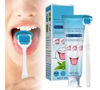 Gel de limpieza de lengua con cepillo, gel bucal, kit limpiador de lengua, cepillo, raspador de lengua, aliento más fresco en cuestión de segundos, cuidado bucal elimina el olor, alternativa al