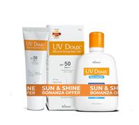 Gel de protección solar de silicona UV Doux SPF50 PA+++ (50 g) y limpiador facial (125 ml) | Dúo de cuidado de la piel para protección solar y limpieza profunda | Ligero, probado dermatológicamente