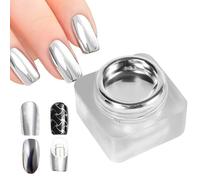 Gel de uñas plateado - 8 ml de brillo de larga duración, gel cromado brillante, espejo de pintura de uñas | Mujeres principiantes, salón diario, viajes, , citas, efecto de manicura, UV LED, kit