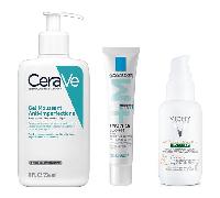 Gel espumoso antiimperfecciones Cerave 236 ml + Effaclar Duo+M de La Roche-Posay 40 ml + Protector solar Vichy Capital Soleil UV-CLEAR SPF 50+ 40 ml