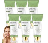 Gel exfoliante triple enzimático con té verde, gel exfoliante facial suave, gel exfoliante profundo para piel suave, elimina las células muertas de la piel, puntos negros, regulación del sebo (6