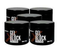 Gel Fijador Extra Fuerte Gel Block 500 ml - Fijación Profesional Todo el Día y Brillo Natural | Sin Residuos, Fácil Aplicación (5 Unidades)