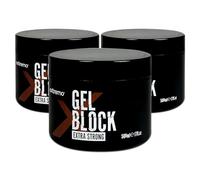 Gel Fijador Extra Fuerte Gel Block 500 ml - Fijación Profesional Todo el Día y Brillo Natural | Sin Residuos, Fácil Aplicación (3 Unidades)