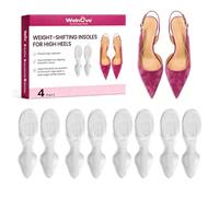 Gel Heel Inserts for Women in High Heels, 4 Pairs, Transparent, Small | Self-Adhesive Half Sole Cushion Pads, Weight Shifting Design for Pressure Relief, Prevents Foot Slipping & Leg Fatigue
