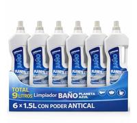 Gel limpiador de baño, Limpiador Antical para baño, Producto liquido para limpieza Baño y WC, desinfectante antibacterias sin lejía, Apto para WC, azulejos y suelo, Contiene 6 Botellas de 1.50 Litros