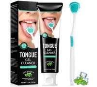 Gel Limpiador De Lengua Con Cepillo De Lengua - Fresh Mint Oral Care Kit - Juego De Gel Para Limpiadores Y Raspadores De Lengua Para Adultos Para Eliminar El Mal Aliento, Mantener La Salud De La Boca