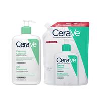 Gel limpiador espumoso CeraVe para rostro y cuerpo, piel normal + recambio ecológico de 473 ml.