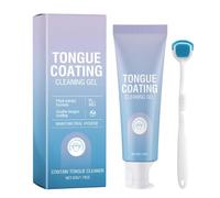 Gel limpiador lingual con cepillo lingual - Kit de cuidado bucal para un aliento fresco - Juego de gel raspador de lengua para eliminar suavemente la lengua y el mal aliento (1)