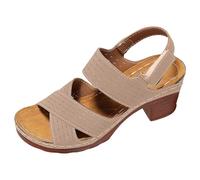 Gel Max Zapatos Mujer Sandalias de Cuña para Mujer 2025 Moda Verano Sandalia Dedo Abierto Tacón Playa Casual Corte Retro Zapatos Romanos Negros, Rosa., 38 EU Ancho