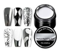 Gel Nail - 7ml, Silver Painting Gel Formula, Long Lasting Shine, Salon Quality UV/LED Soak Off | Silver Nail Polishs, Painting Gels, For Manicure Nails Art Design Use