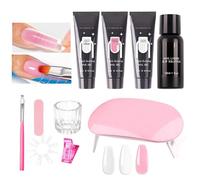 Gel Nail Extension Kit - 3 Nail Glues With Smoothing Liquid, Tips & UV Lamp | Professional Salon & Home Manicure Set For Brides & Beauty Lovers