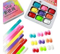 Gel Nail Paint - 9 Color Gel Nail Pölish Set | Naìl Ařt Kit For Patting French | Professional Portable Mud Ğel For Salon & Home, Travel Size Gift For Women Girls, 1-Pack