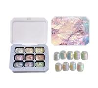 Gel Nail Paint, 9-Color Gradient Patting French Manicure Art Palette, Nail Gel for Beginners, Women, Girls, Home, Salon, Travel, Party, Spa, Studio Use