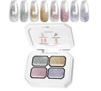 Gel Nail Paint, Nail Polish Palette, Gradient Hand Cosmetics, No-Wash Quick Dry Formula, 4 Vibrant Colors for Dating Travel Beach Use, 3g Each, Multi-Color Set, 1 Pack