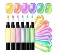 Gel Nail Pens Set - 6 Piece Quick Dry Nail Varnish Pens | Nail Varnish Pens Set Nail Pen for Beauty & Personal Care Home Salon Girls Travel Beginner Art