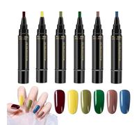 Gel Nail Polish - 6 Colors Skin Tone Brown Nude Gel Polish, Quick Drying 6 Colors Gel Nail Polish Paint Pens, No UV Professional Manicure Nail Polish Pens for Salon Gel Manicure and nail/art