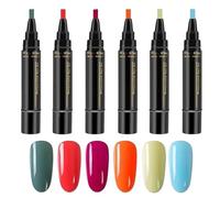Gel Nail Polish - 6 Colors Skin Tone Brown Nude Gel Polish, Quick Drying 6 Colors Gel Nail Polish Paint Pens, No UV Professional Manicure Nail Polish Pens for Salon Gel Manicure and nail/art