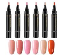 Gel Nail Polish, Gel Markers, 6 Pieces Pens, Fast Drying Vibrant Colors Long Lasting Creative Portable Compact Multiple Shades, Nail Painting Pen for Professional Manicure Women Salon, 8Ml