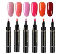 Gel Nail Polish Pens, Quick-Dry Nails Polish Markers, 6 Vibrant Colors with Smooth No-Uv Application for Professional Manicure Painting Home Salon Travel Beauty Sessions